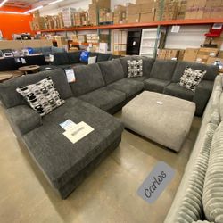 $49 Down Payment Smoke Oversized Sectional Sofa 