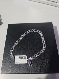 Mens Silver Diamond Cut Bracelet Size 8.5