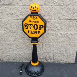 42" Light Up Trick or Treat Stop Sign Halloween Decorative Prop.