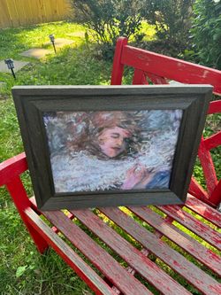 1880 Sleeping Girl Painting 13 Inches Across