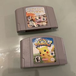 2 Nintendo N64 Games - Hey You Pikachu + Star Wars Ep 1 Racer (Tested To Work)