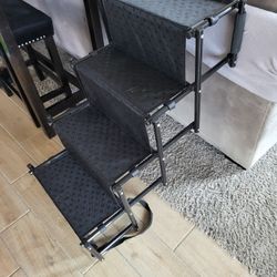 Folding Dog Stairs, Portable Dog Ramps with Non-Slip Surface, 4 Steps, Black, Oxford Cloth & Steel