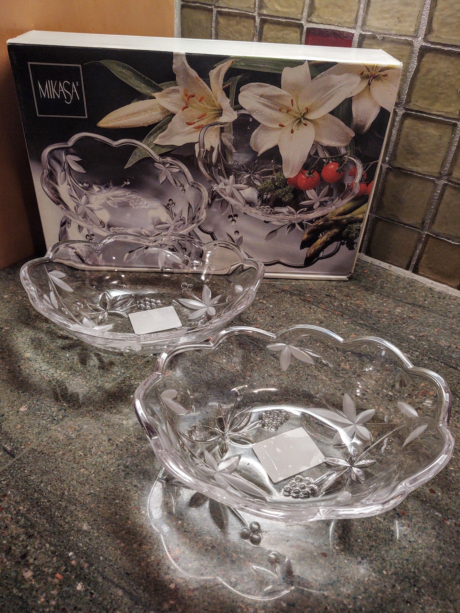 Vintage Mikasa Crystal Oval Bowls