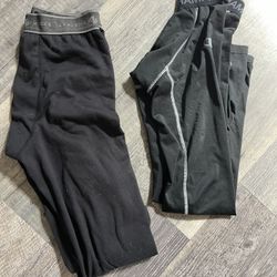 2 Pairs Of Cold Gear Pants Size Adult Small And youth Xl