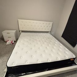 king bed frame, side dresser