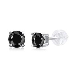 Fifty8 5mm Round Moissanite Stud Earrings, 925 Sterling Silver, Pure Love