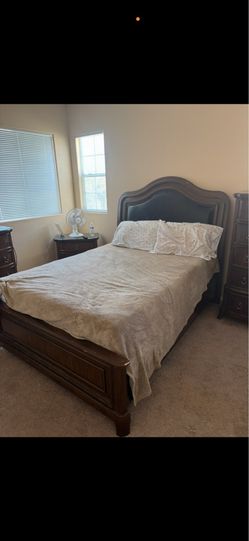 Bed set (black cherry w/ marble