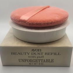 Vintage AVON Beauty Dust Scented Refill With Pink Puff Unforgettable Scent