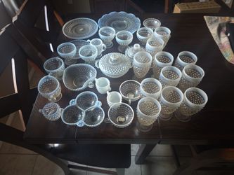 Hobnail Opalescent Glass Collection Large Lot