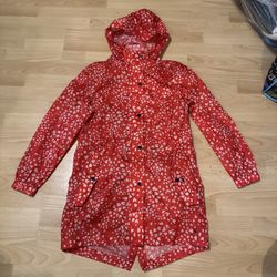 Joules Golightly Waterproof Pack Away Raincoat Hearts Size 2 Beautiful Condition