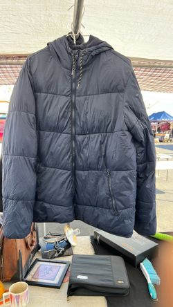 Navy Blue Puffer Jacket with Hood