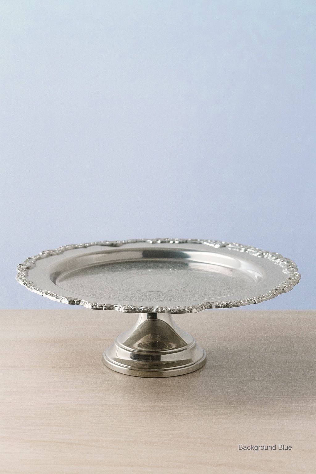 Towle USA 1980s Silverplate Holloware Pedestal Tray Ornate Rim Scrollwork, 15x3.75”