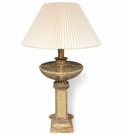 Vintage Ornate Table Lamp with Pleated Shade