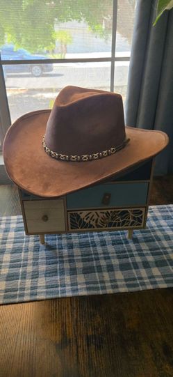 freebird Brown Suede Cowboy Hat with Braided Band