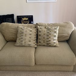 2 Gold Couches, Also 2 Pillows 