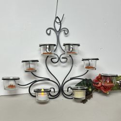 Scrolled Black wrought Iron Wall tealight Sconces