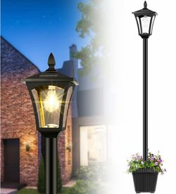 Solar Outdoor Lamp Post with Planter