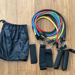 Resistance Bands Set,Portable 11 Pcs Exercise Band Stackable up to 100 Lbs ,Home Workout Strength Bands with Door Anchor, Handles, Waterproof Carry Ba