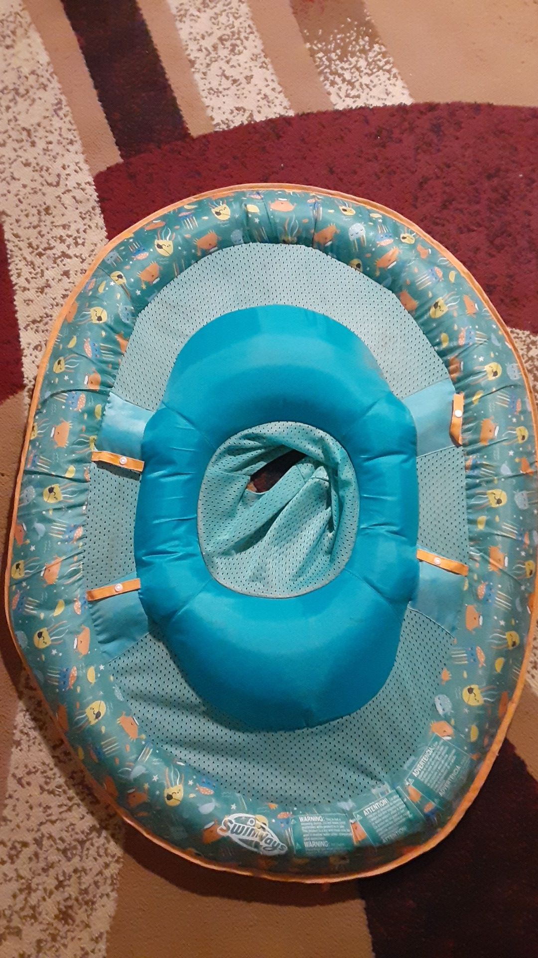 Babies swim float. Creating a bathtub(large tub of course) I used this often to make bathtime safer& easier for me. Great water experience!