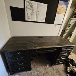 Big Solid Wood Charcoal Grey Desk (FREE)