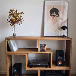Vintage Oak Two-piece Shelving Unit