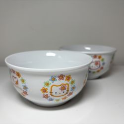 Hello Kitty Sanrio Ceramic Rice Bowl - vintage from Japan - Set of 2