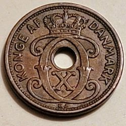 1928 Denmark 1 Øre Coin **King Christian X 