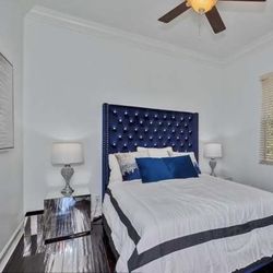 Blue Crystal Queen Bed Frame