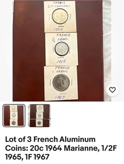 Lot of 3 French Coins 1964–1967