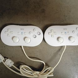 Lot Of 2 Classic Controllers for Nintendo Wii, OEM #RVL-005, White, Tested, Working.