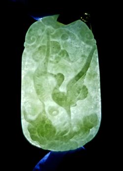 Burmese icy type A jadeite jade pendant lucky Bird.