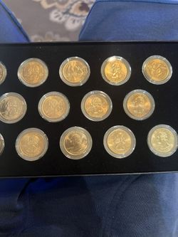 US Mint 1999 & 2000 U.S Mint U.S State Quarters 24 Karat Gold Set