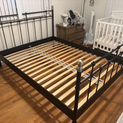 IKEA Svelkik Queen Bed Frame, Foundation, Mattress