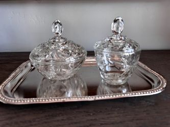 Cut Crystal Lidded Candy Dishes Set of 2