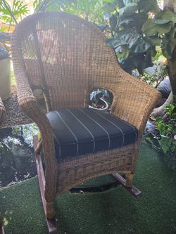 Wicker Rocking Chair with Cushion