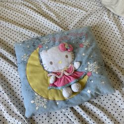 Vintage Sanrio Hello Kitty Moon Snowflake Plush Pillow Cushion Blue Pink