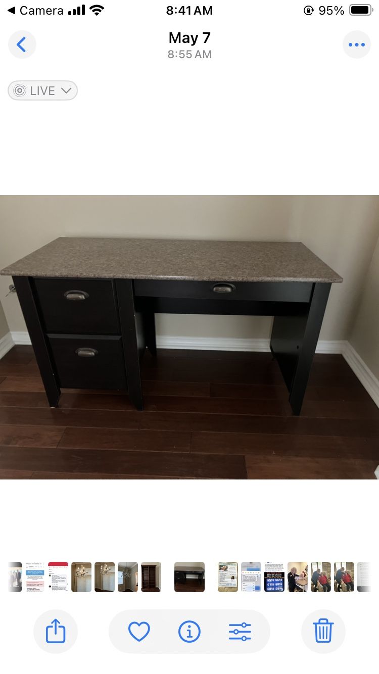Marble Top Wood Desk: