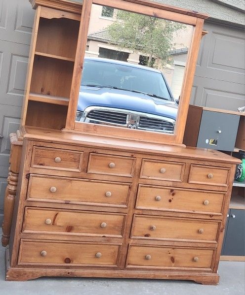 Solid Wood Dresser With Mirror