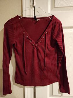 Womens red v neck top