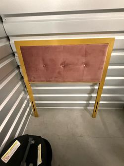 Tufted Upholstered Headboard with Gold Frame