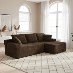 Compressed Sectional Brown Corduroy fabric, New Especial price