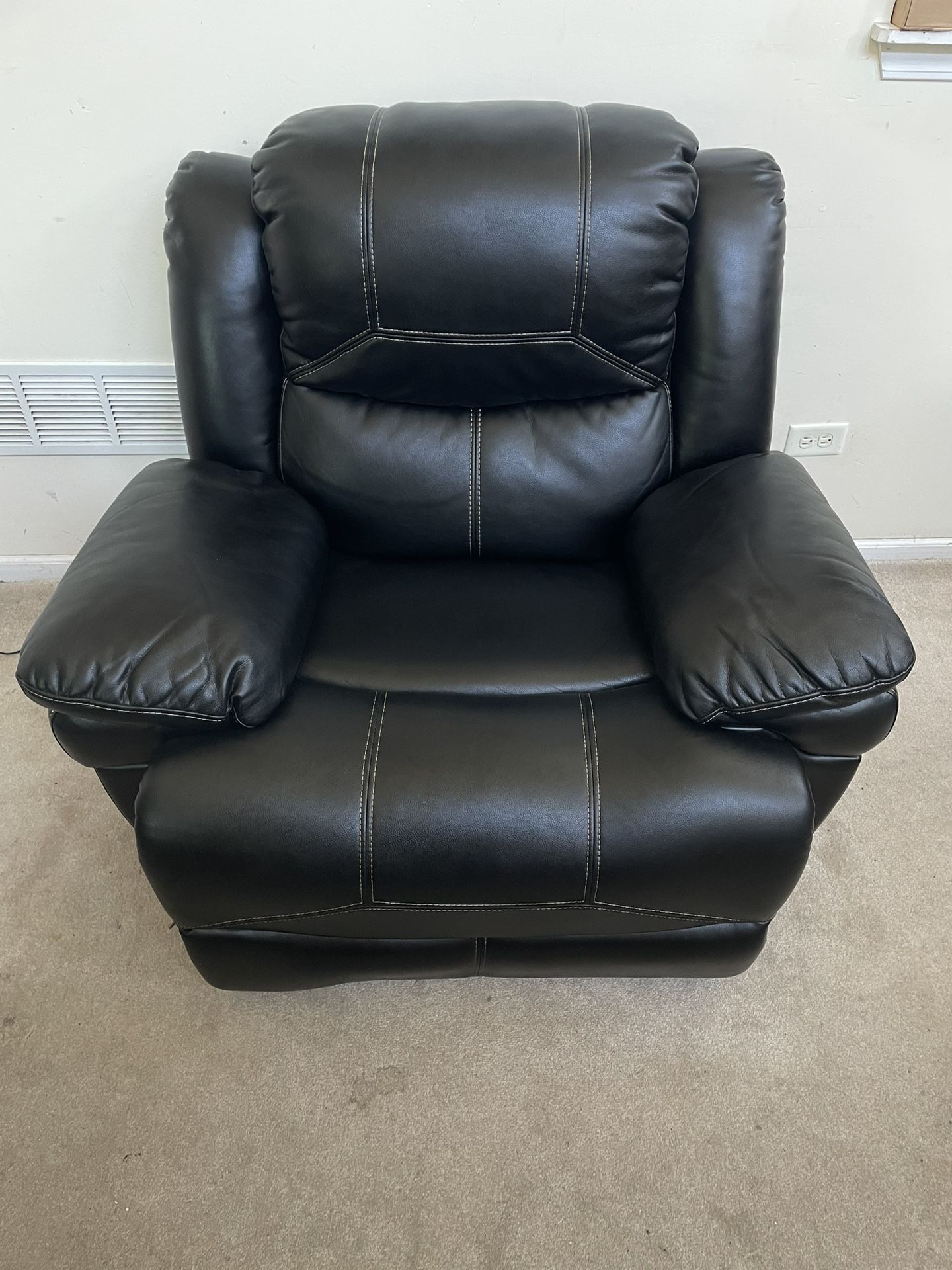 Black Faux Leather Electric Recliner  