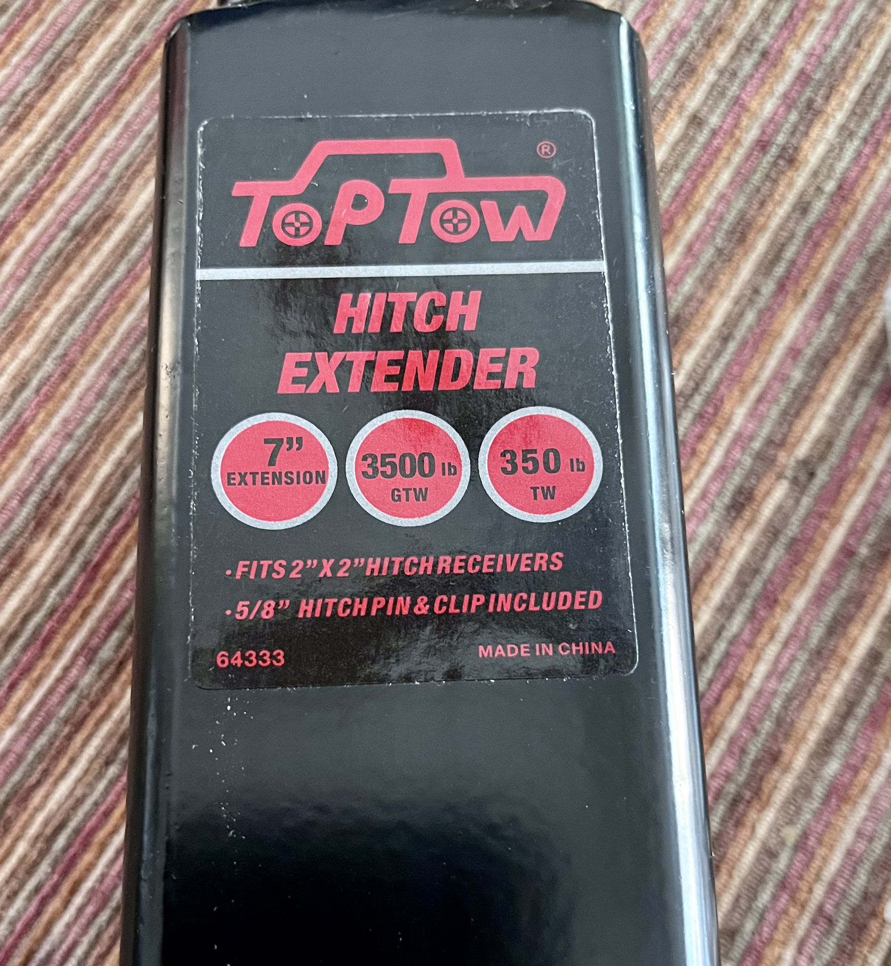 TOPTOW Hitch Extention for 2 inch, 7 inch Length 64333