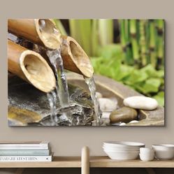 Canvas Print Wall Art Bamboo Waterfall 36W”x24”H