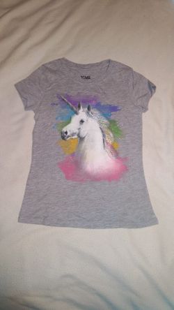 Girls Unicorn gray T-Shirt size 7 8 M