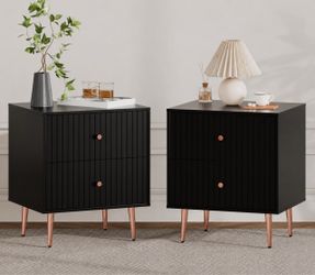 Fluted nightstand set of 2