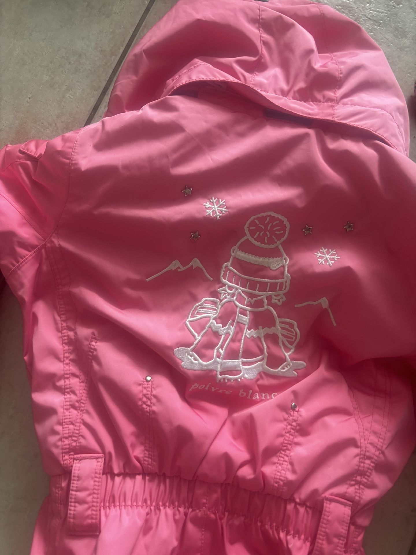 Poivre Blanc Ski Suit Barbie pink snowsuit fur jacket coat onesie logo pantsuit 