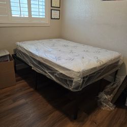 Full Size Brand New Bed With Frame And 9 Drawer Black Dresser