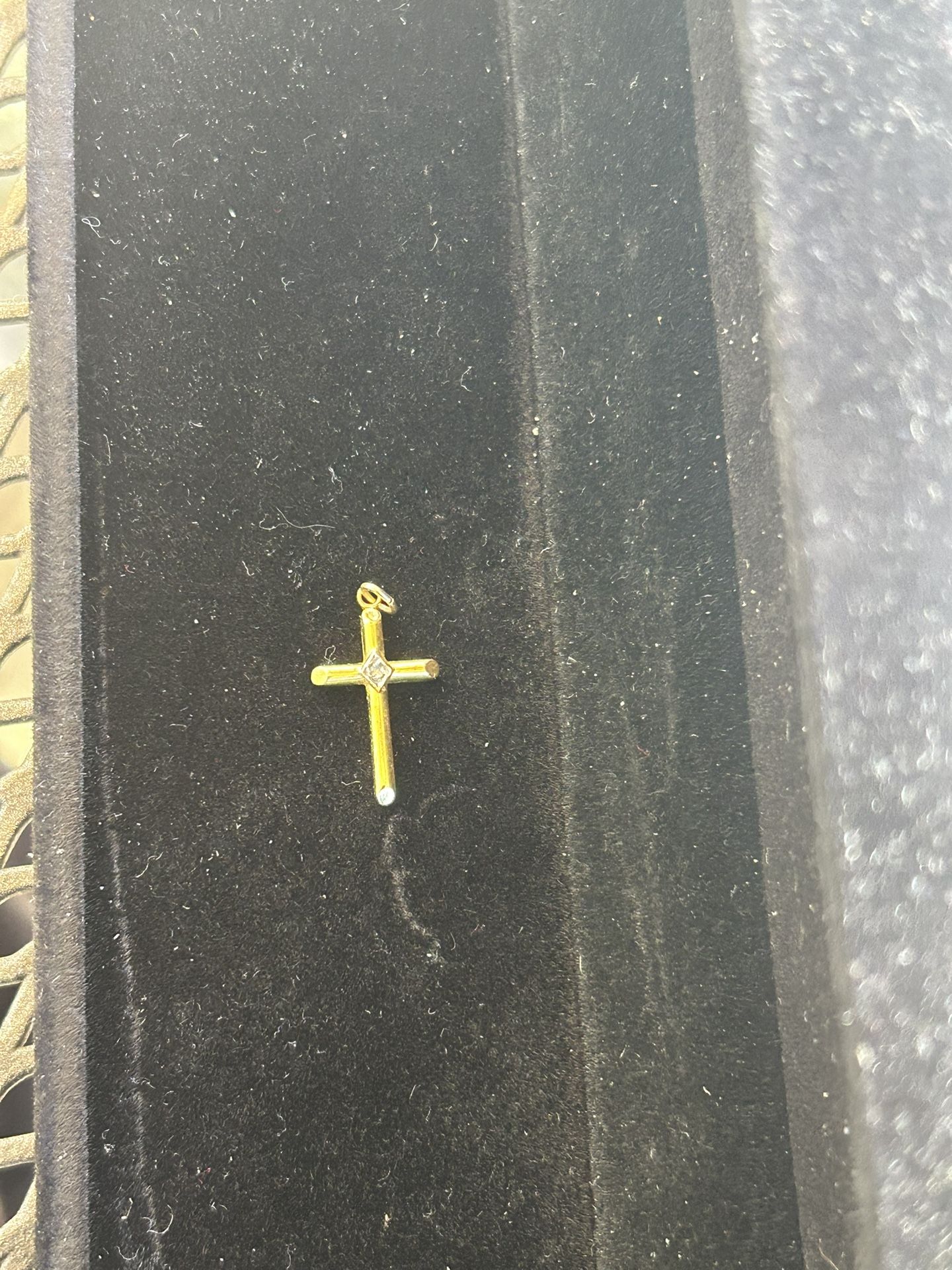 14K Gold Cross Small With A Small Diamond