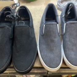 2 Pairs Of New Vans Like Slip In Vans Type Shoes Size 12 Black Grey